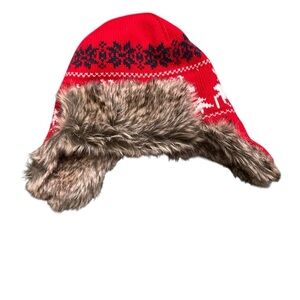 Janie and Jack Red and Brown Kids Christmas Hat